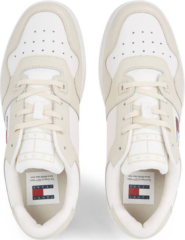 Tommy Jeans leren sneakers beige wit