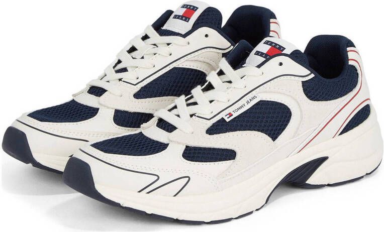 Tommy Jeans leren sneakers wit donkerblauw