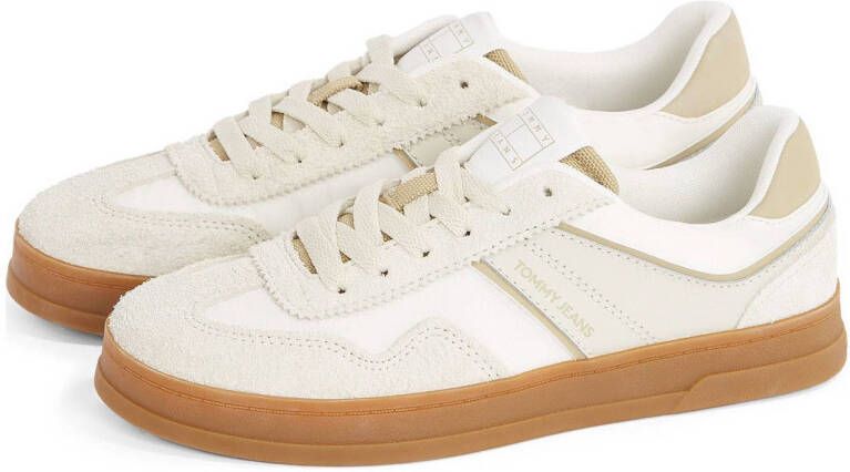 Tommy Jeans The Greenwich leren sneakers wit beige