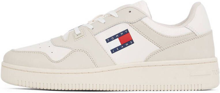 Tommy Jeans TJM Retro Basketess leren sneakers ecru