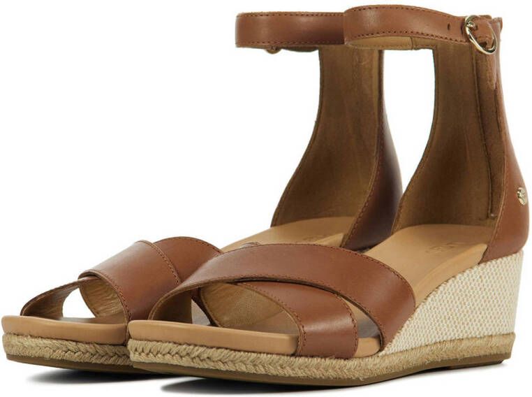 UGG Eugenia leren sleehakken cognac