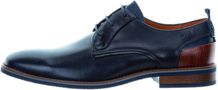 Van Lier Amalfi leren veterschoenen donkerblauw