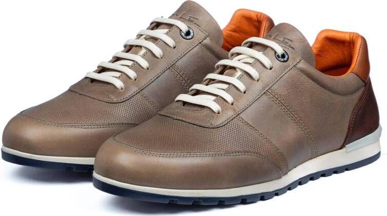 Van Lier Anzano leren sneakers taupe