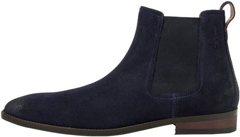 Van Lier Bregenz leren chelsea boots donkerblauw