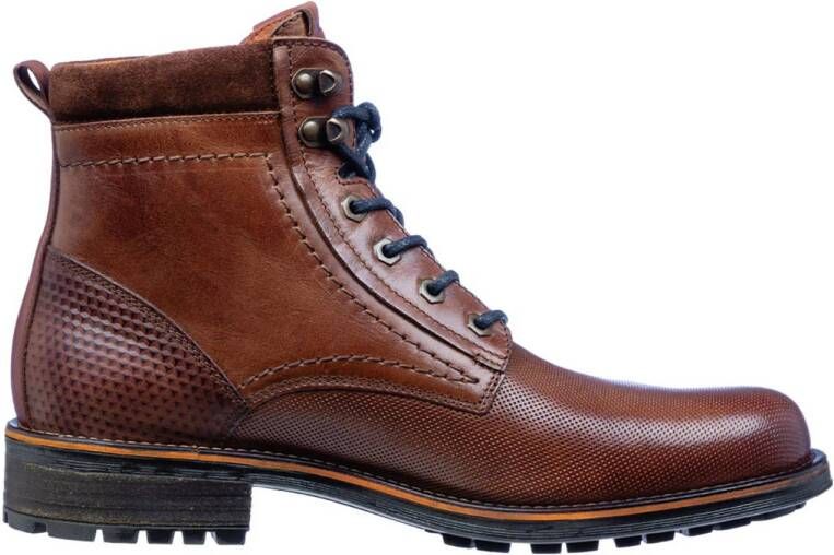 Van Lier Fritz leren veterboots bruin cognac