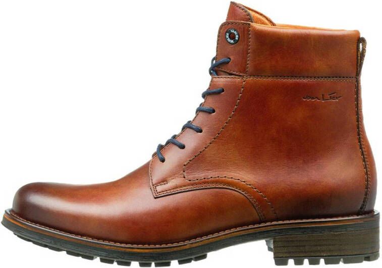 Van Lier Fritz leren veterboots cognac