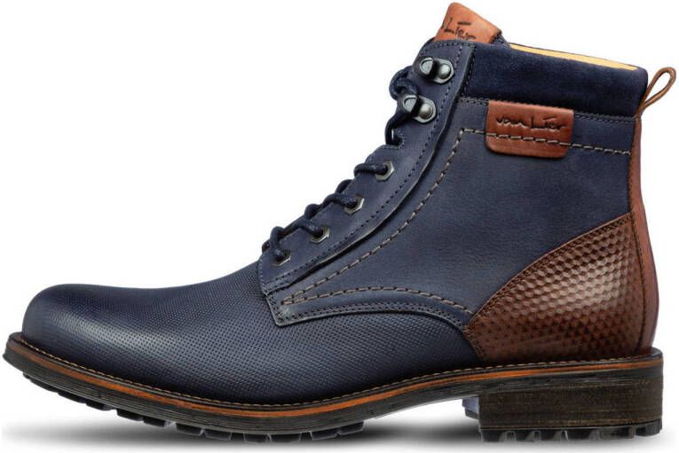 Van Lier Fritz leren veterboots donkerblauw