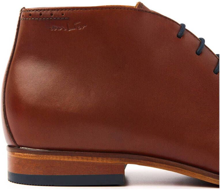 Van Lier leren veterschoenen cognac