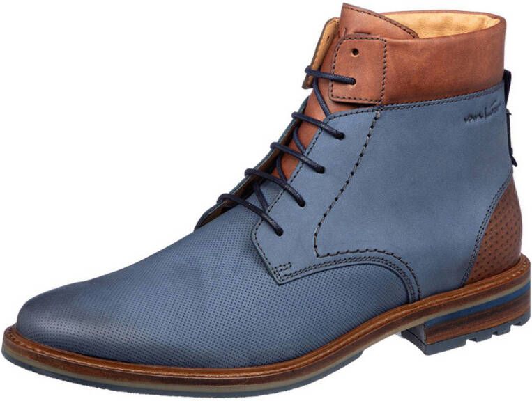 Van Lier nubuck veterschoenen blauw