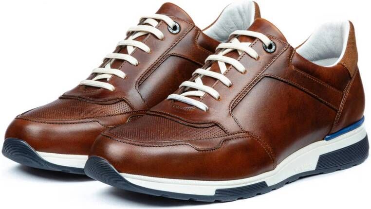 Van Lier Positano leren sneakers bruin cognac