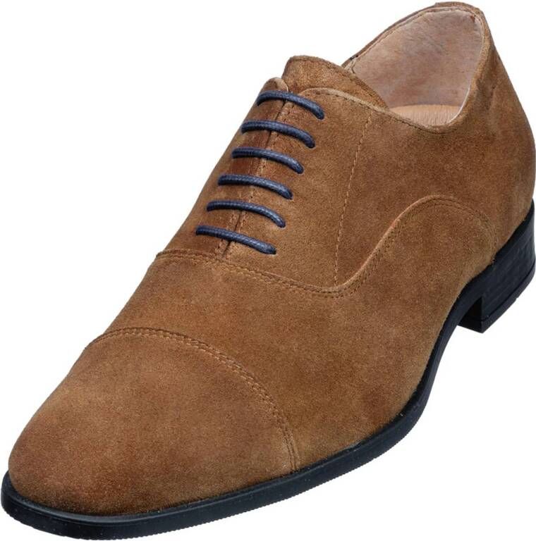 Van Lier Riva suède veterschoenen roest cognac