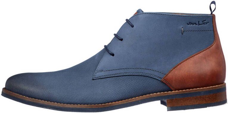 Van Lier Sabinus nubuck veterschoenen donkerblauw