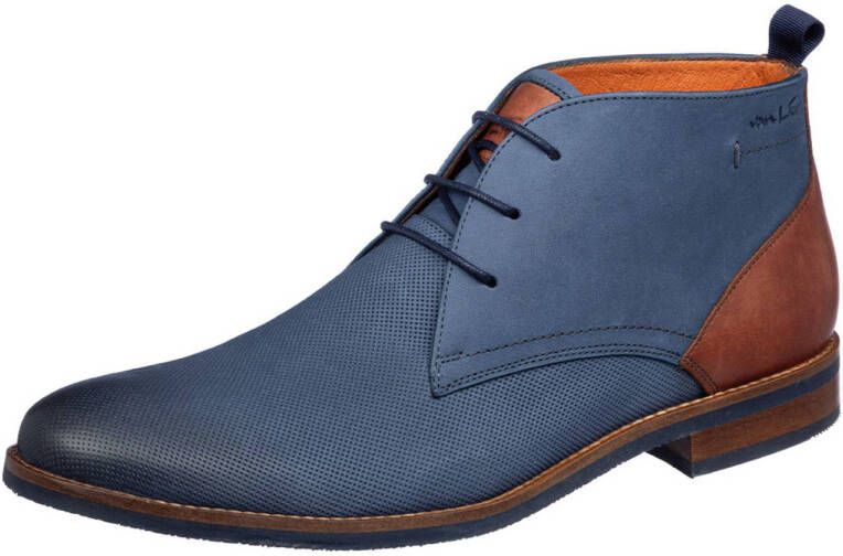 Van Lier Sabinus nubuck veterschoenen donkerblauw