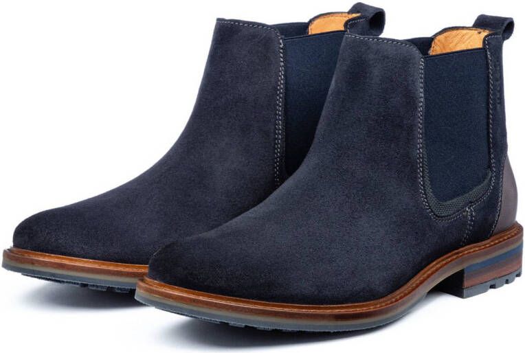 Van Lier suède chelsea boots donkerblauw