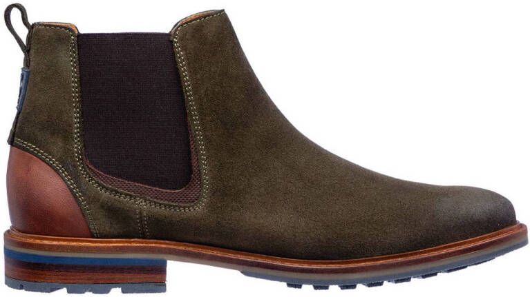 Van Lier suède chelsea boots donkergroen