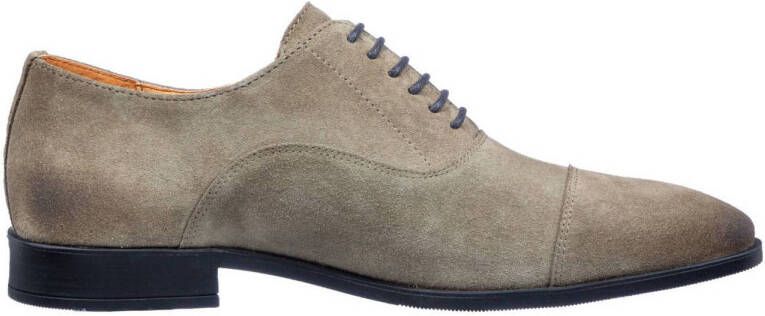 Van Lier suède veterschoenen taupe