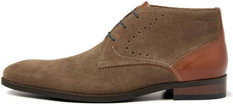 Van Lier Vienna suède veterschoenen taupe