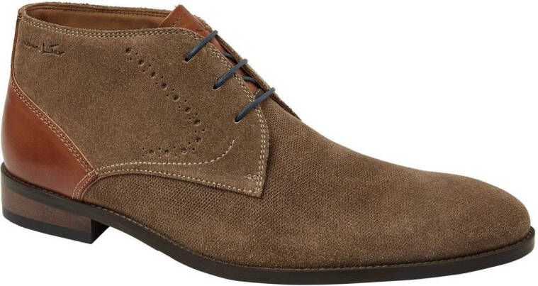 Van Lier Vienna suède veterschoenen taupe