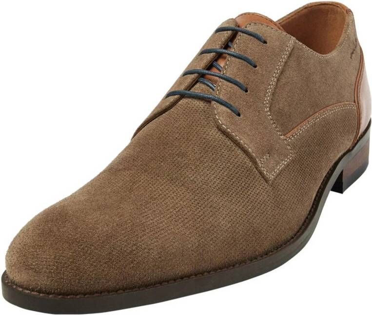 Van Lier Vienna suède veterschoenen taupe