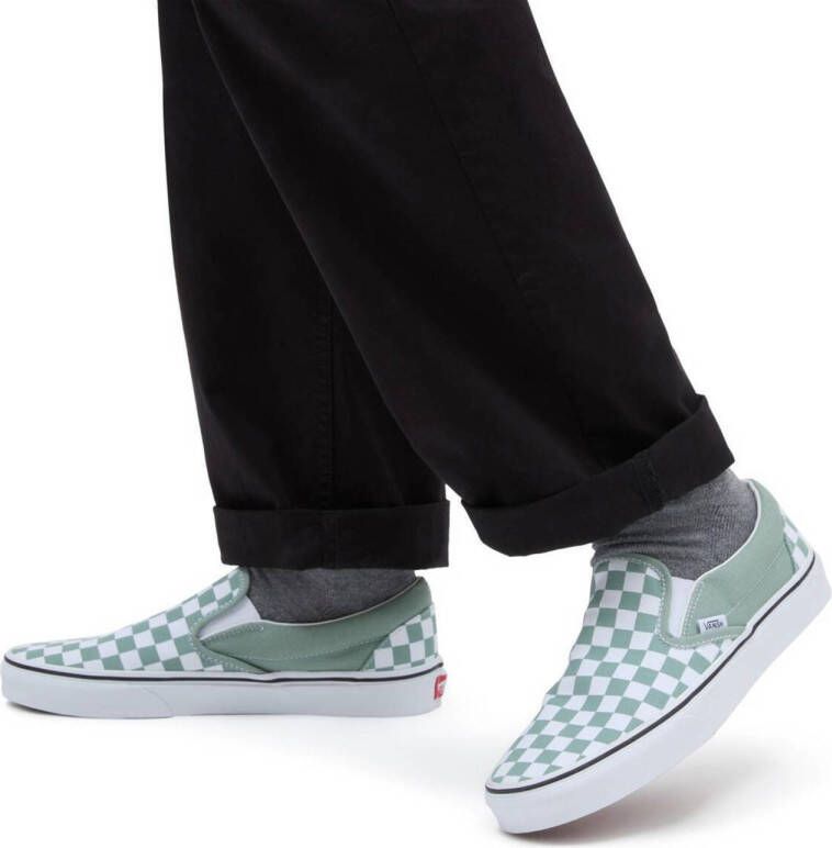 VANS Classic Slip-On Color Theory Checkerboard instappers lichtgroen wit