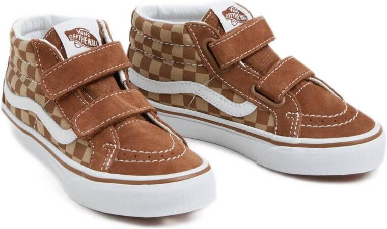 VANS SK8-Mid Reissue Checkerboard sneakers bruin wit