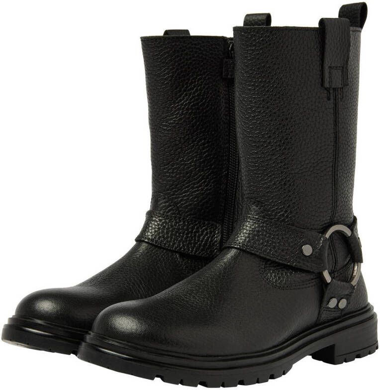 Vingino Carice leren bikerboots zwart