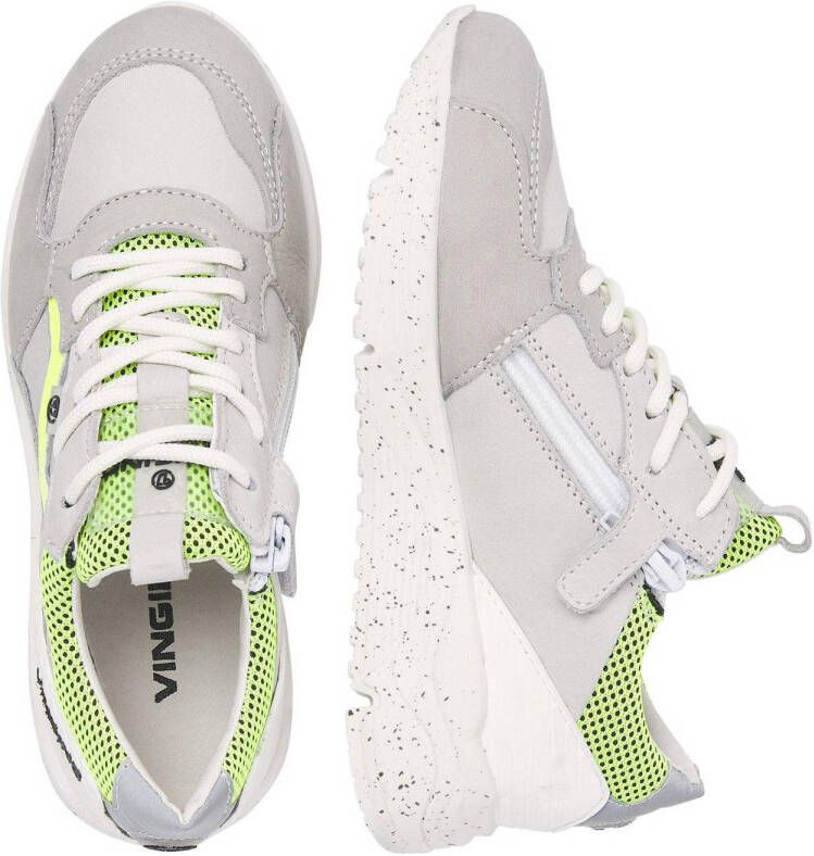 Vingino Celso leren sneakers off white geel