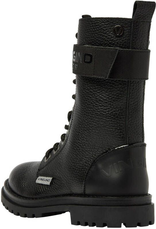 Vingino Evi XHI leren veterboots zwart