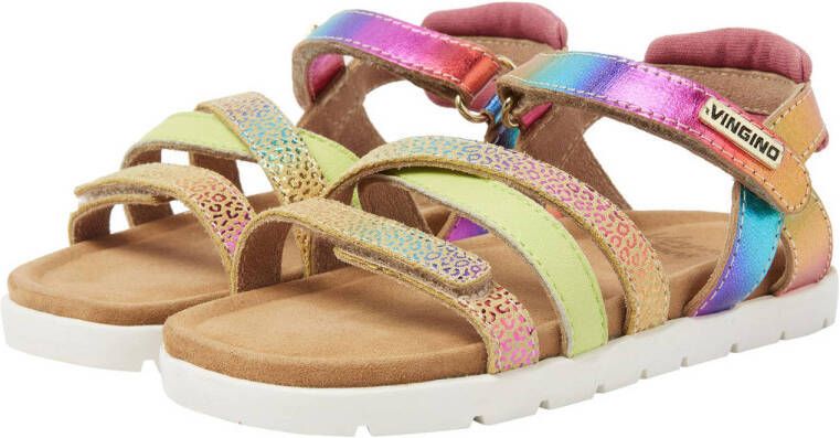 Vingino Florence leren sandalen roze multi