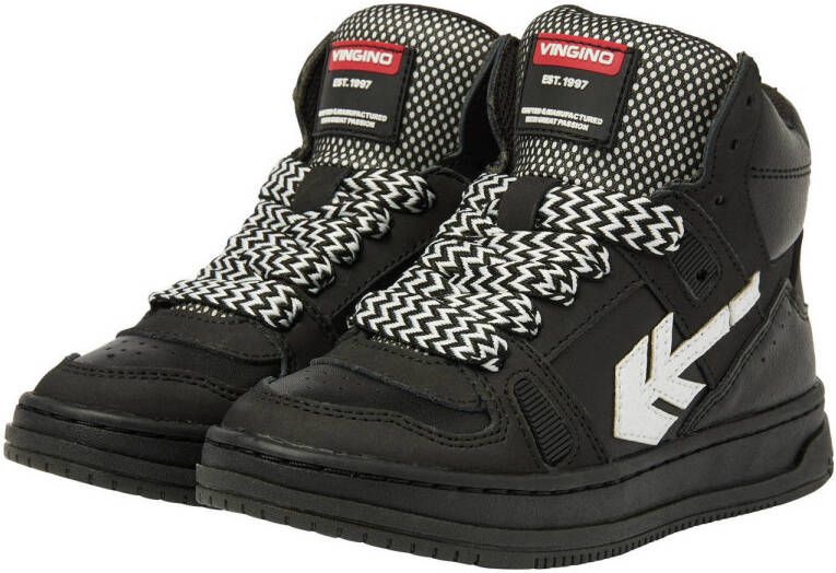 Vingino Kevin leren sneakers zwart