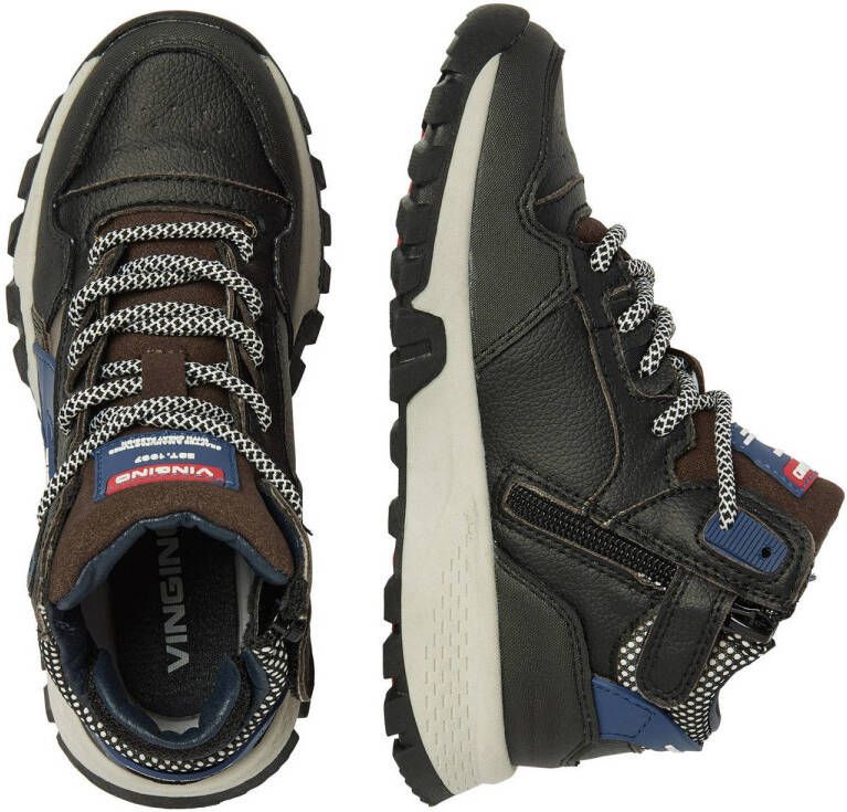 Vingino leren sneakers blauw zwart