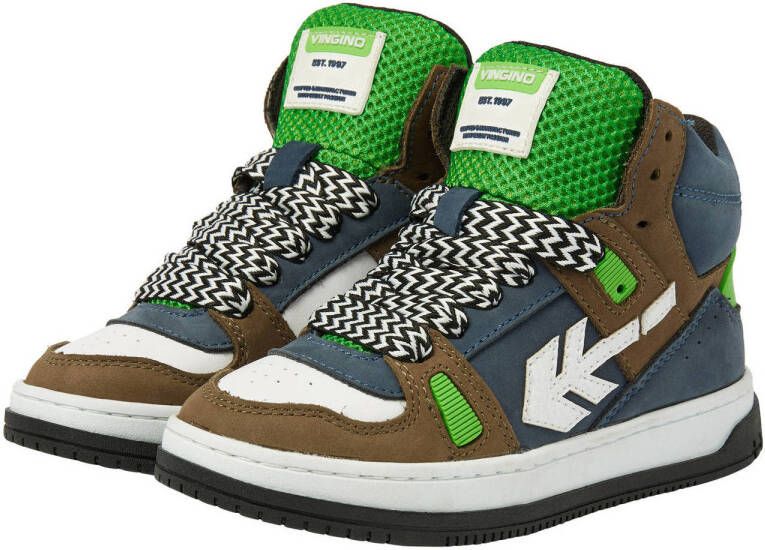 Vingino leren sneakers groen blauw