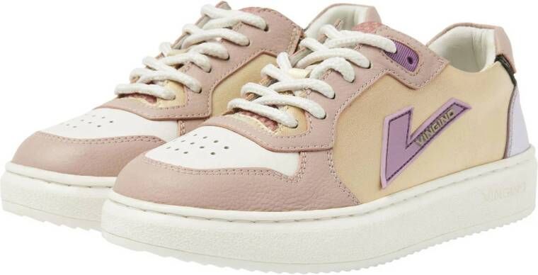 Vingino Lilly Low leren sneakers beige lila