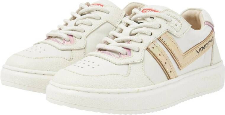 Vingino Odette Low leren sneakers wit goud