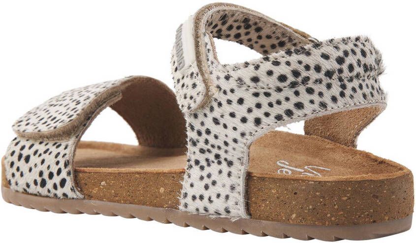 Vingino Tavi leren sandalen met dierenprint wit zwart