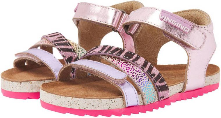 VINGINO Vikki leren sandalen met dierenprint roze Meisjes Leer Dierenprint 28