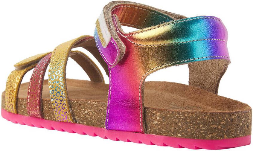 Vingino Vikki leren sandalen paars geel metallic