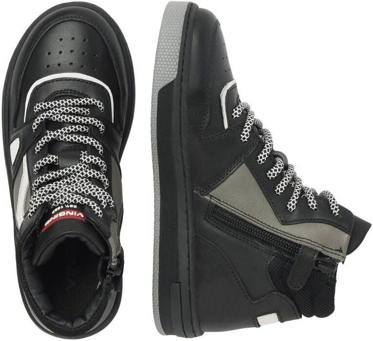 Vingino Yari leren sneakers zwart