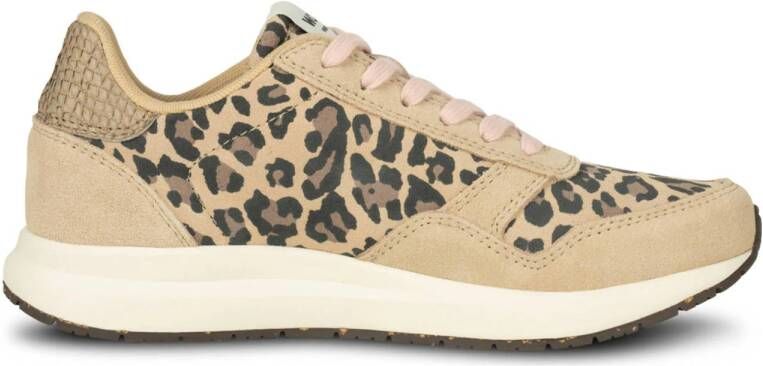 Woden Nicoline suède sneakers met panterprint beige