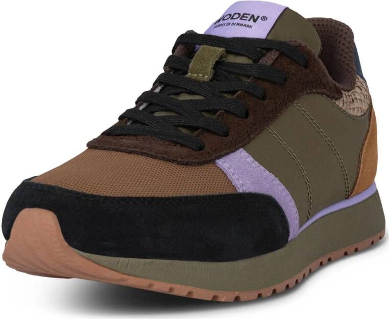 Woden Ronja suède sneakers groen bruin