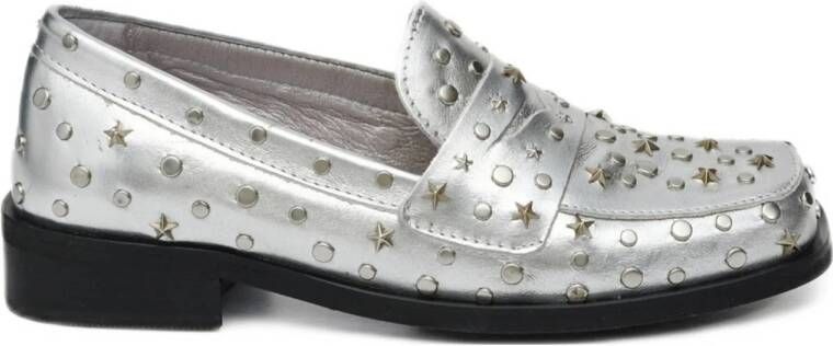 Fabienne Chapot leren loafers met studs zilver