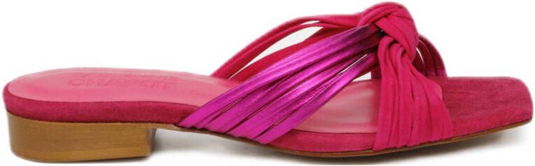 Fabienne Chapot leren muiltjes roze metallic