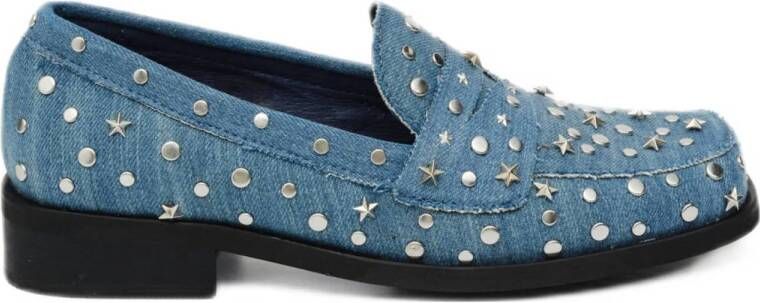 Fabienne Chapot loafers met studs denimblauw