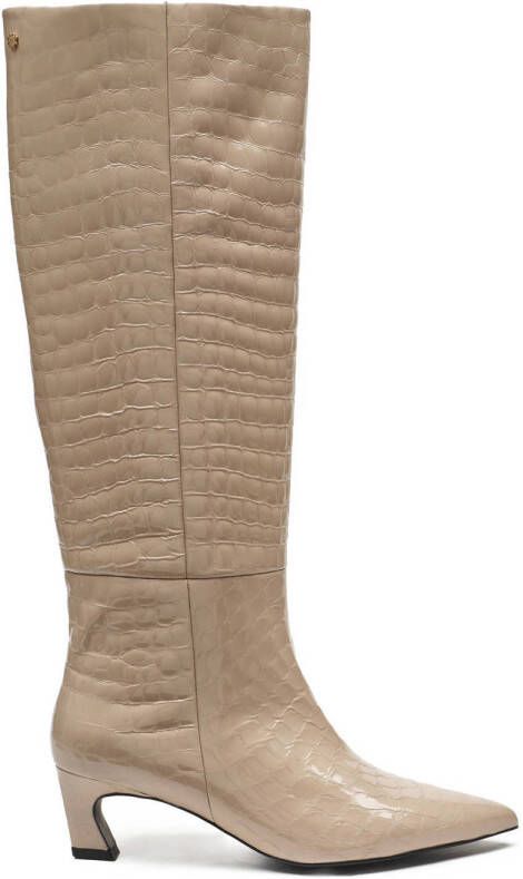 Fabienne Chapot Strega Boot lakleren hoge laarzen met crocoprint beige