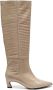 Fabienne Chapot Strega Boot lakleren hoge laarzen met crocoprint beige - Thumbnail 1