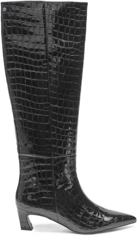 Fabienne Chapot Strega Boot lakleren hoge laarzen met crocoprint zwart