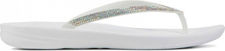 FitFlop TM Iqushion Sparkle teenslippers met strass steentjes wit