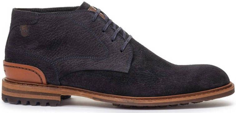 Floris van Bommel Crepi 11.26 suède veterschoenen donkerblauw