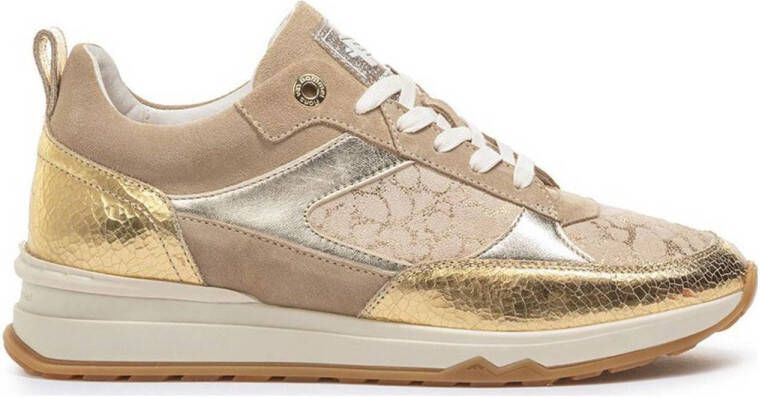 FLORIS VAN BOMMEL Lage Sneakers Dames Sfw-10132 Maat: 36 Materiaal: Suède Kleur: Goud