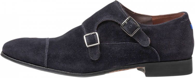 Floris Bommel suède gespschoenen donkerblauw - Schoenen.nl